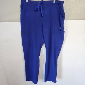 Figs Technical Collection Women's Scrub Pants sz Medium Royal Blue Pockets O0268